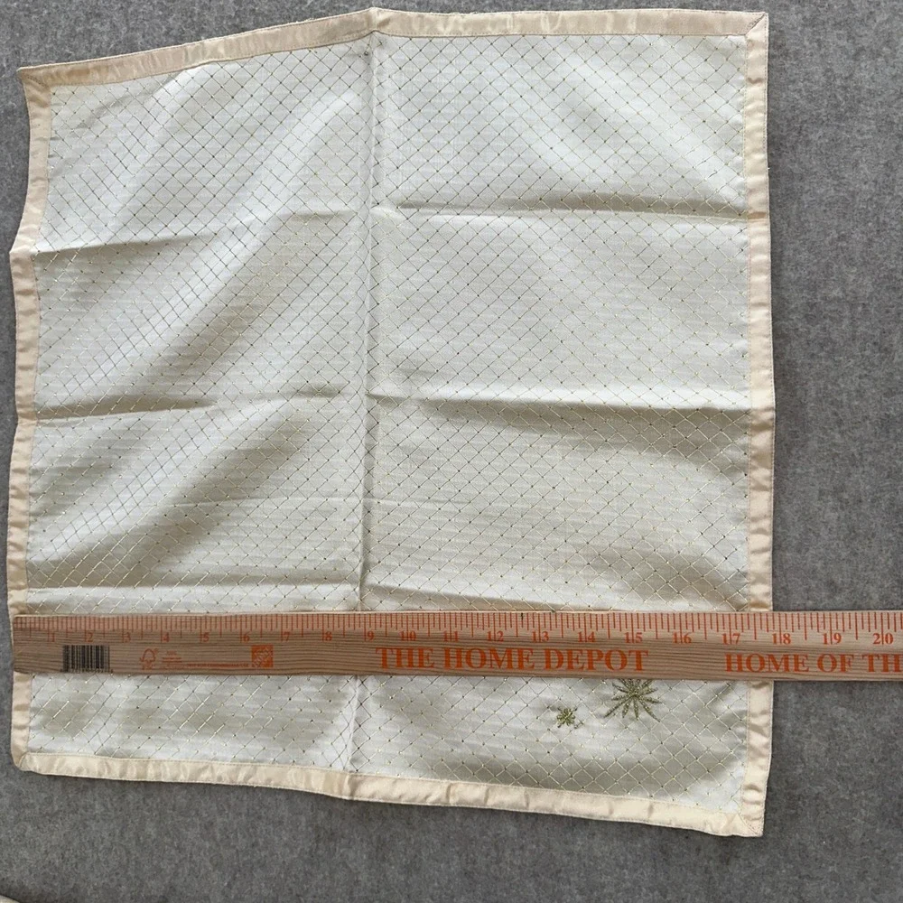4 VTG Cloth Napkins Reversible Glitter Gold Starburst Christmas Embroidered